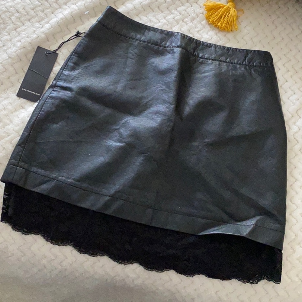 NEW leather mini skirt with lace detail